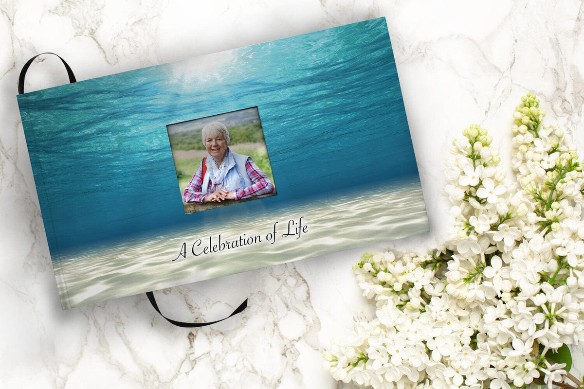 Commemorative Cremation Urns Oceanic Matching Themed 'Celebration of Life' Guest Book for Funeral or Memorial Service
