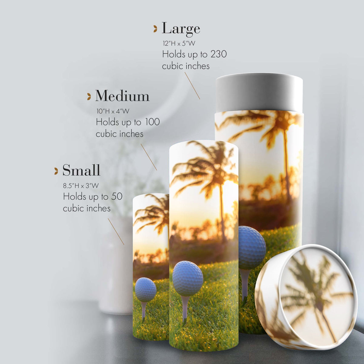 Commemorative Cremation Urns One More Round of Golf Biodegradable & Eco Friendly Burial or Scattering Urn / Tube