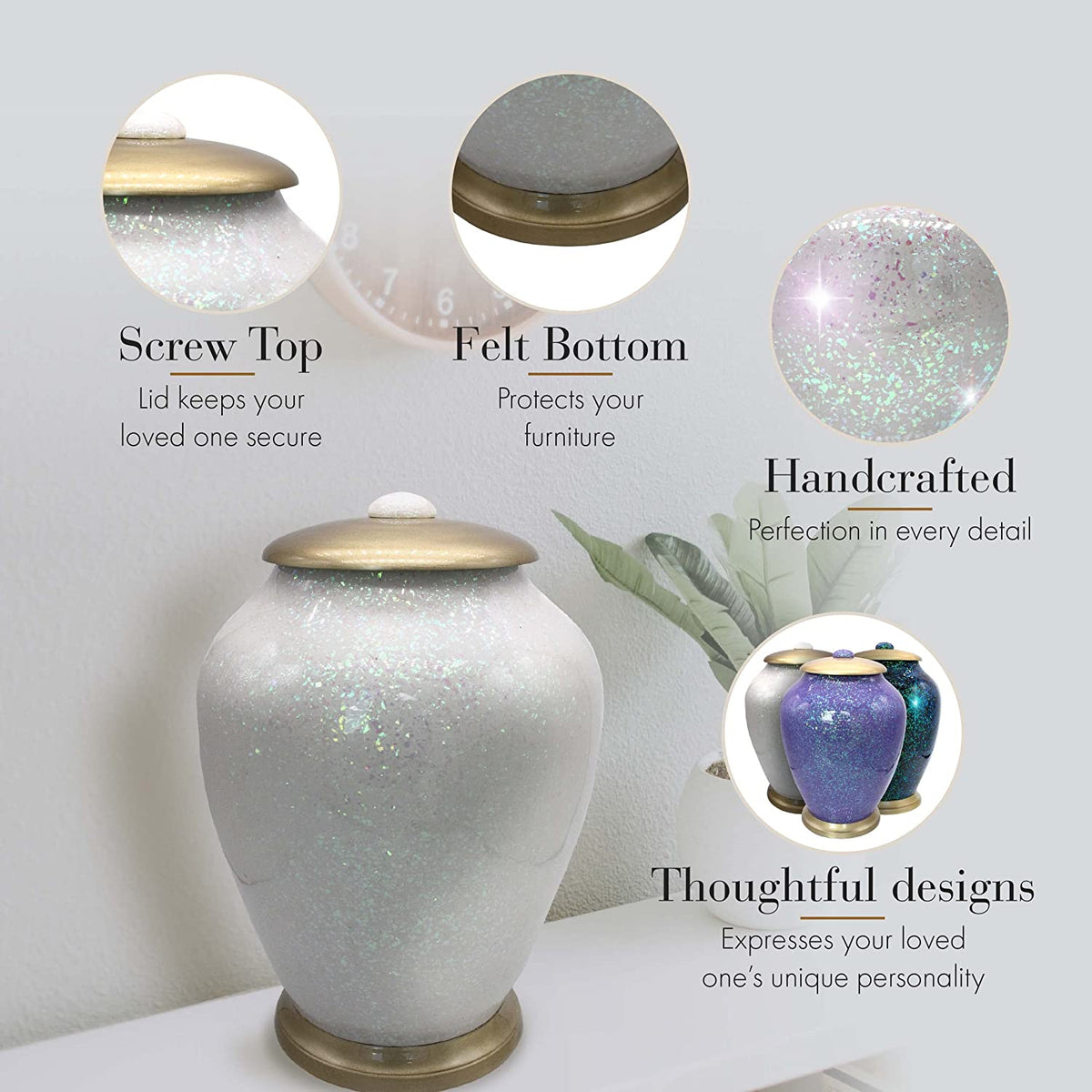 Commemorative Cremation Urns Prismatic Shimmering Light Cremation Urn