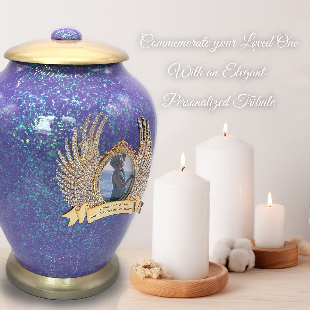 Commemorative Cremation Urns Purple Sparkle Cremation Urns