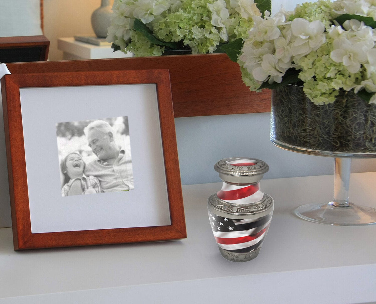 Commemorative Cremation Urns Red Line Firefighter and First Responder Flag Cremation Urn