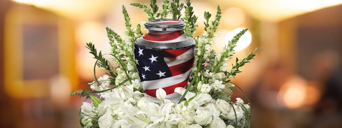 Commemorative Cremation Urns Red Line Firefighter and First Responder Flag Cremation Urn