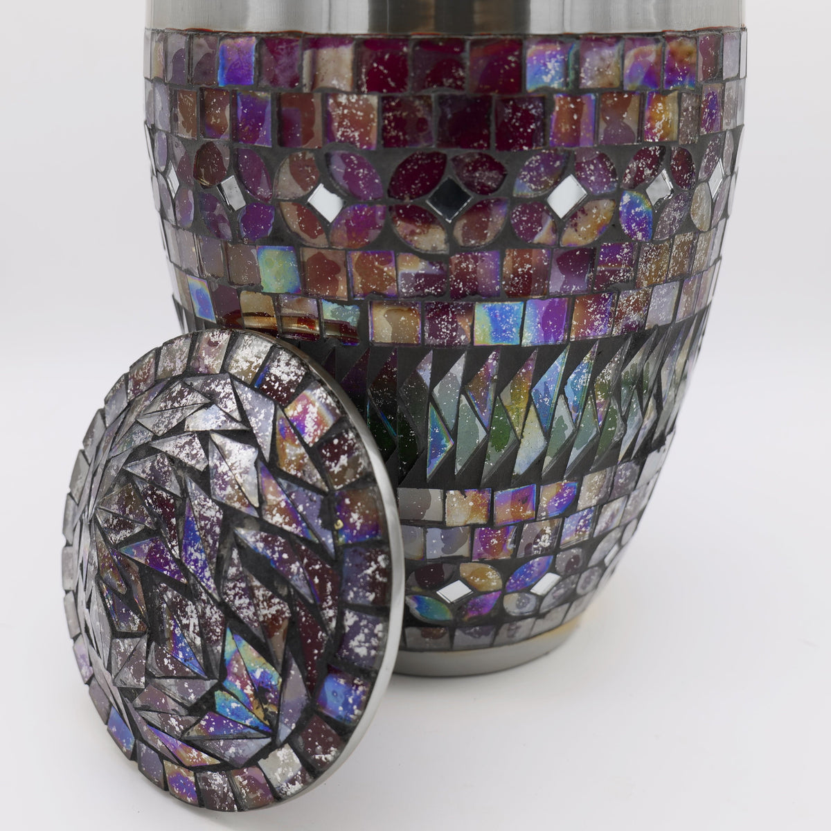 Commemorative Cremation Urns Silver Cracked Glass Mosaic Cremation Urn