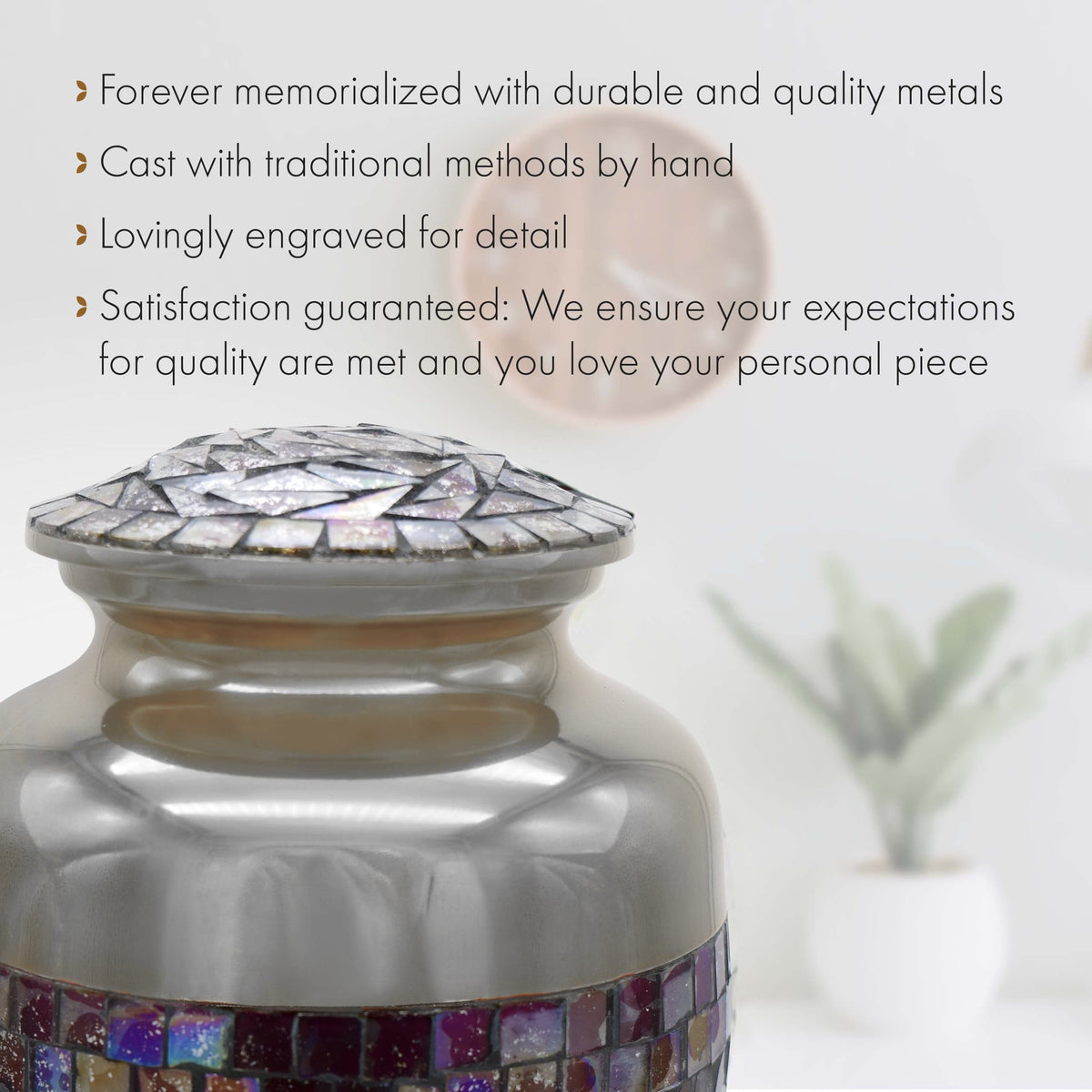 Commemorative Cremation Urns Silver Cracked Glass Mosaic Cremation Urn