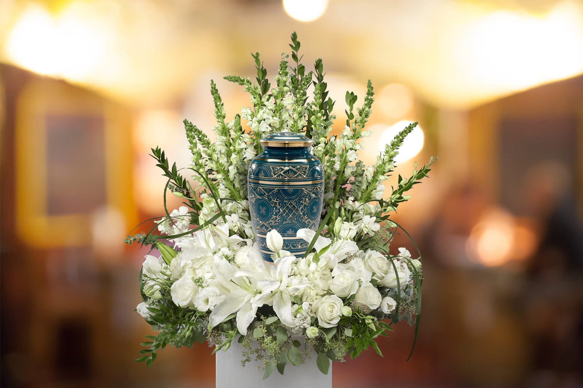 Commemorative Cremation Urns Teal Majestic Radiance Cremation Urn