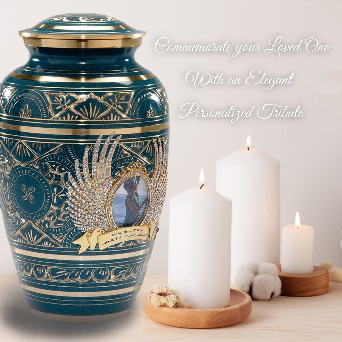 Commemorative Cremation Urns Teal Majestic Radiance Cremation Urns