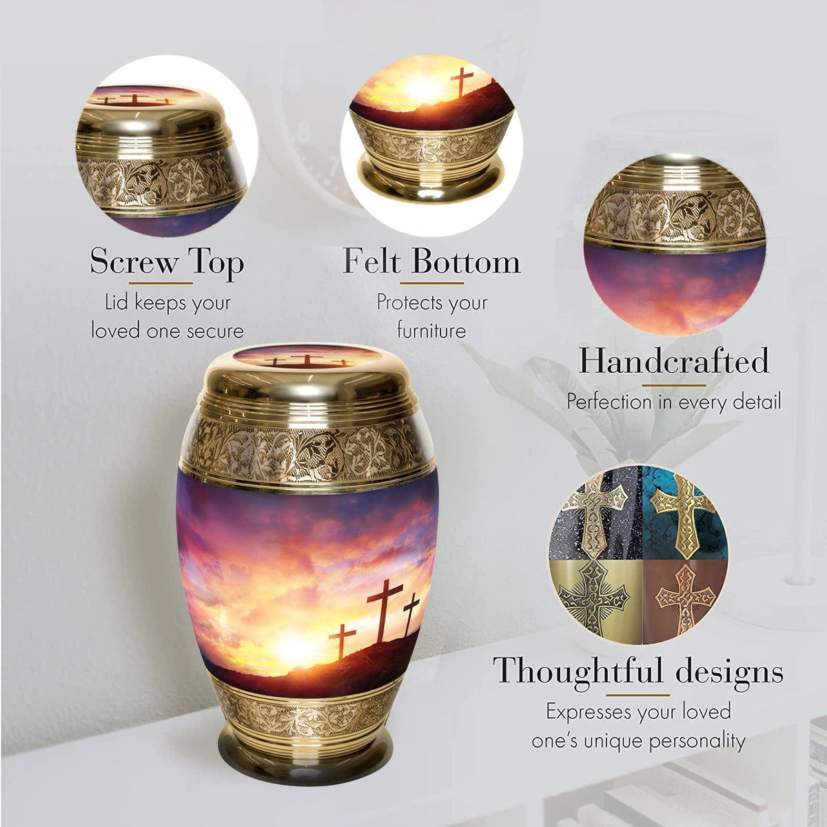 Commemorative Cremation Urns Three Crosses Cremation Urn