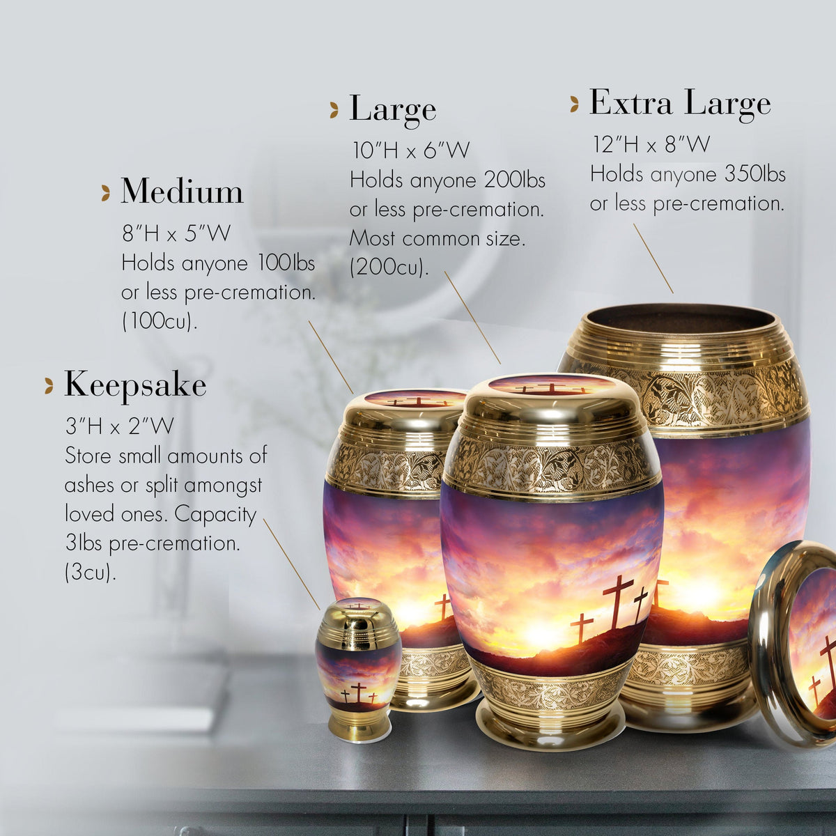 Commemorative Cremation Urns Three Crosses Cremation Urn