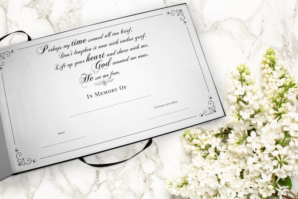 Commemorative Cremation Urns Three Crosses Matching Themed 'Celebration of Life' Guest Book for Funeral or Memorial Service