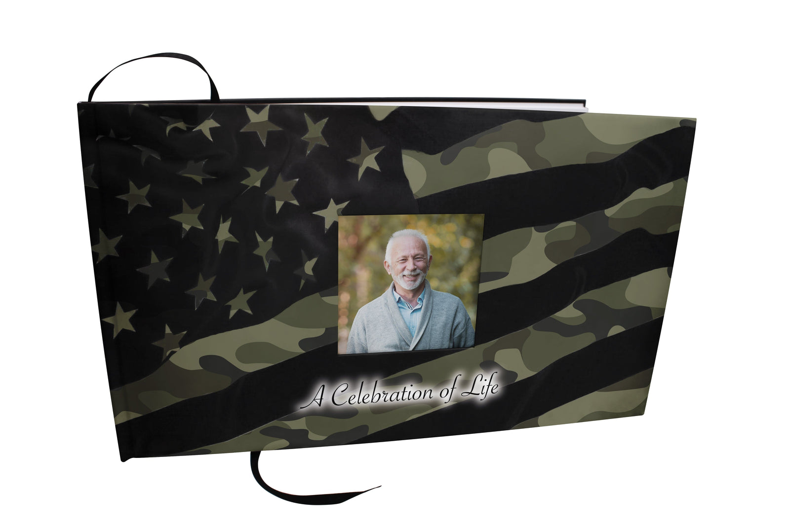 Commemorative Cremation Urns Traditional Camouflage Matching Themed 'Celebration of Life' Guest Book for Funeral or Memorial Service