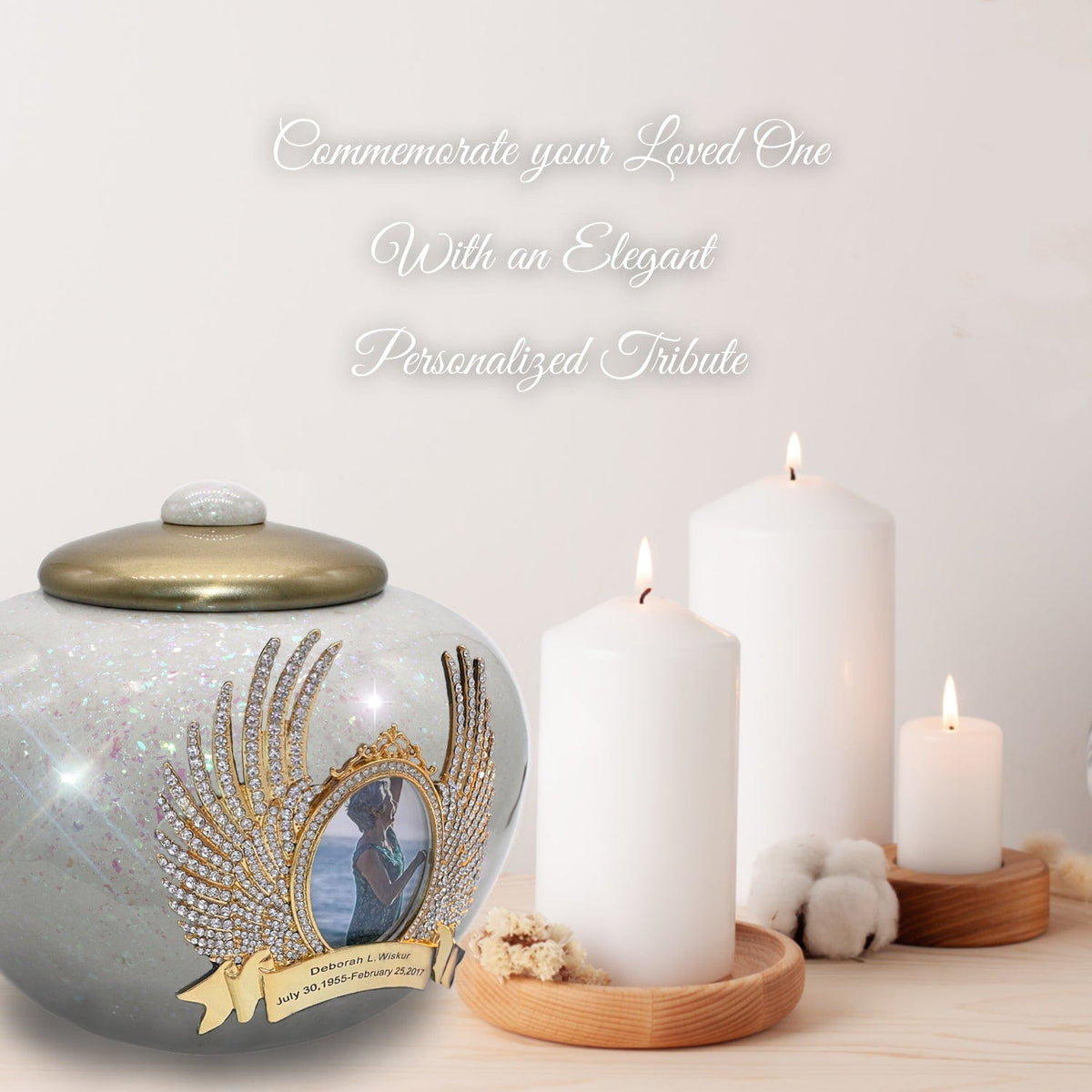 Commemorative Cremation Urns White Sparkle Cremation Urns