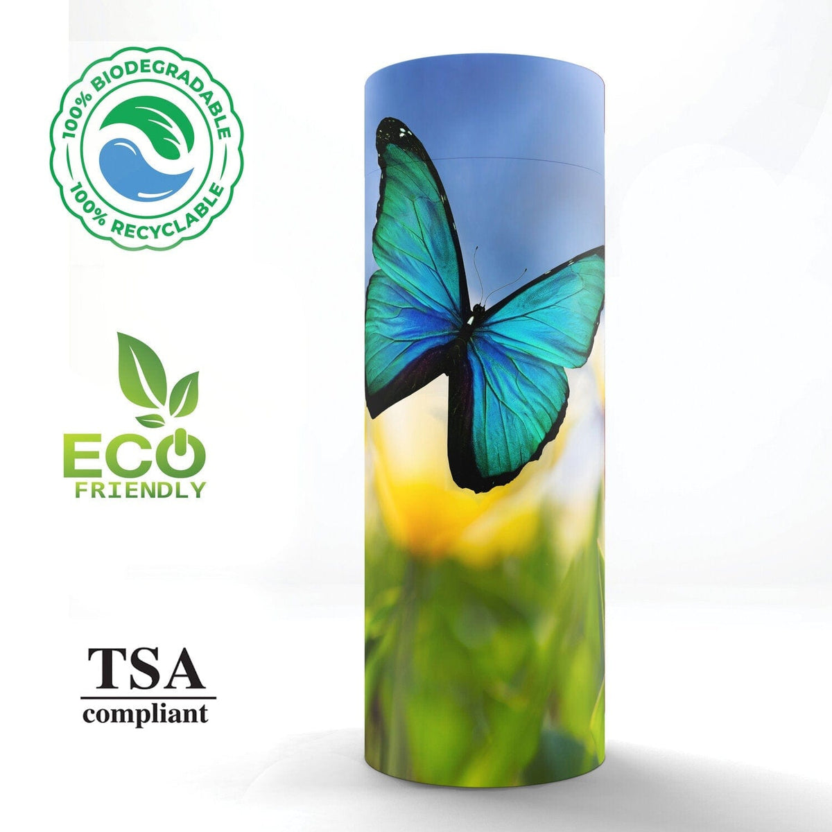 Commemorative Cremation Urns Wild Butterflies Biodegradable & Eco Friendly Burial or Scattering Urn / Tube