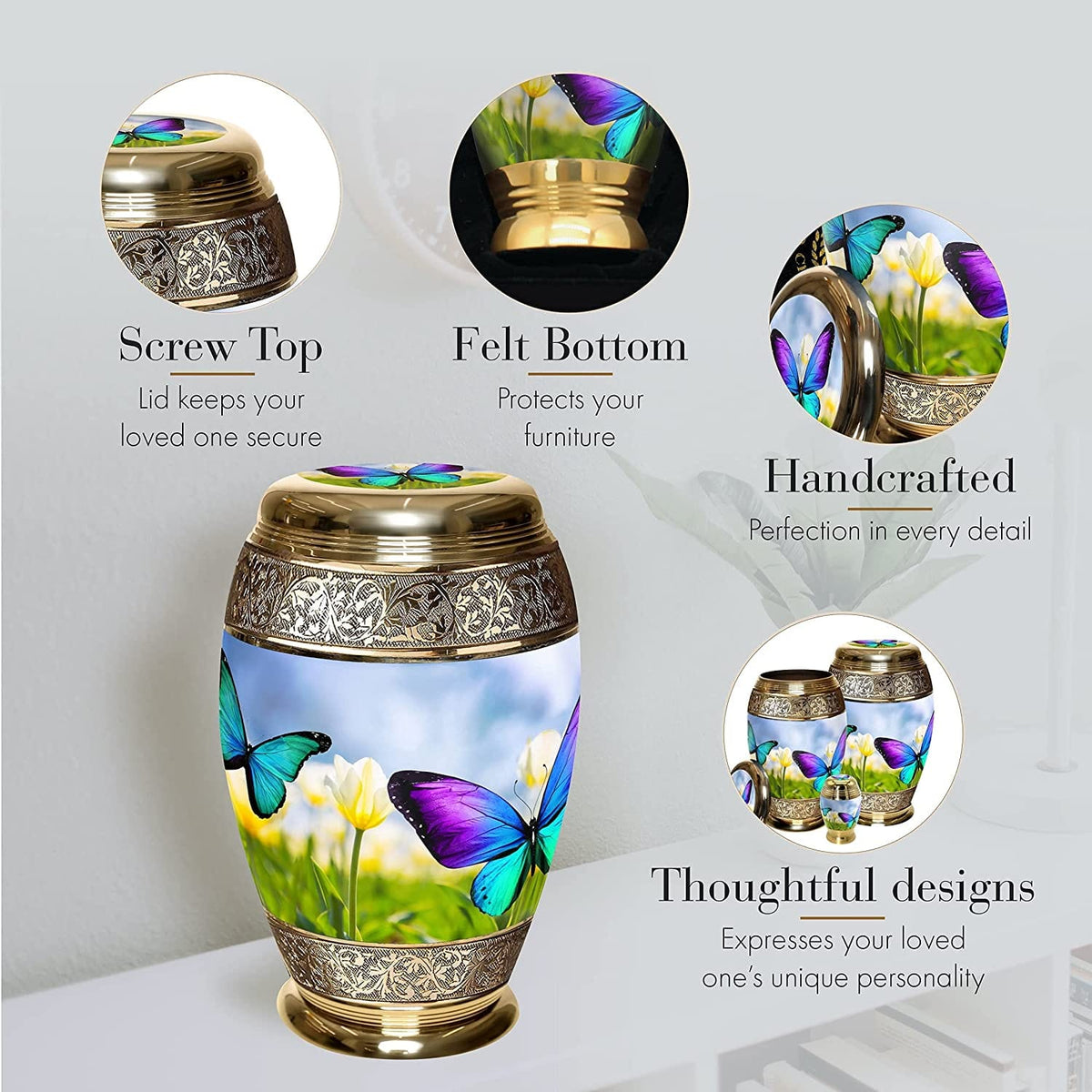 Commemorative Cremation Urns Wild Butterflies Cremation Urn
