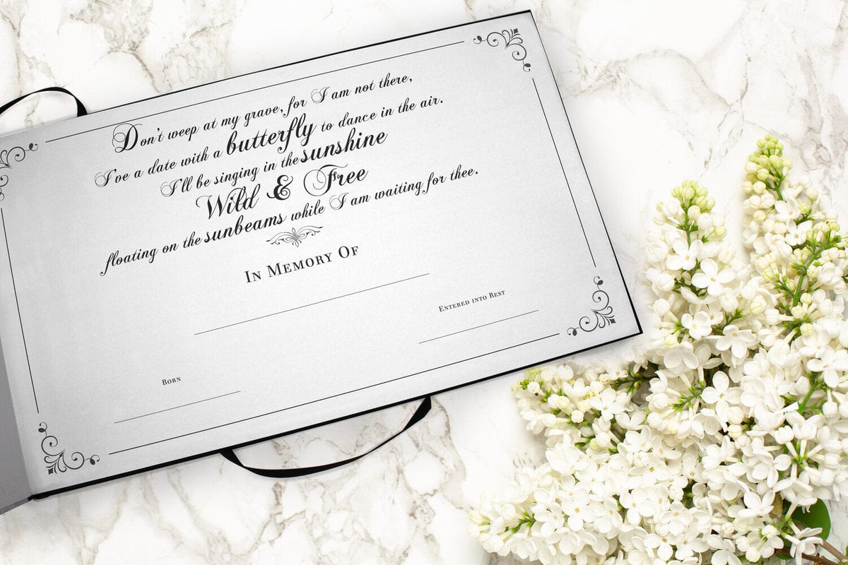 Commemorative Cremation Urns Wild Butterflies Matching Themed 'Celebration of Life' Guest Book for Funeral or Memorial Service