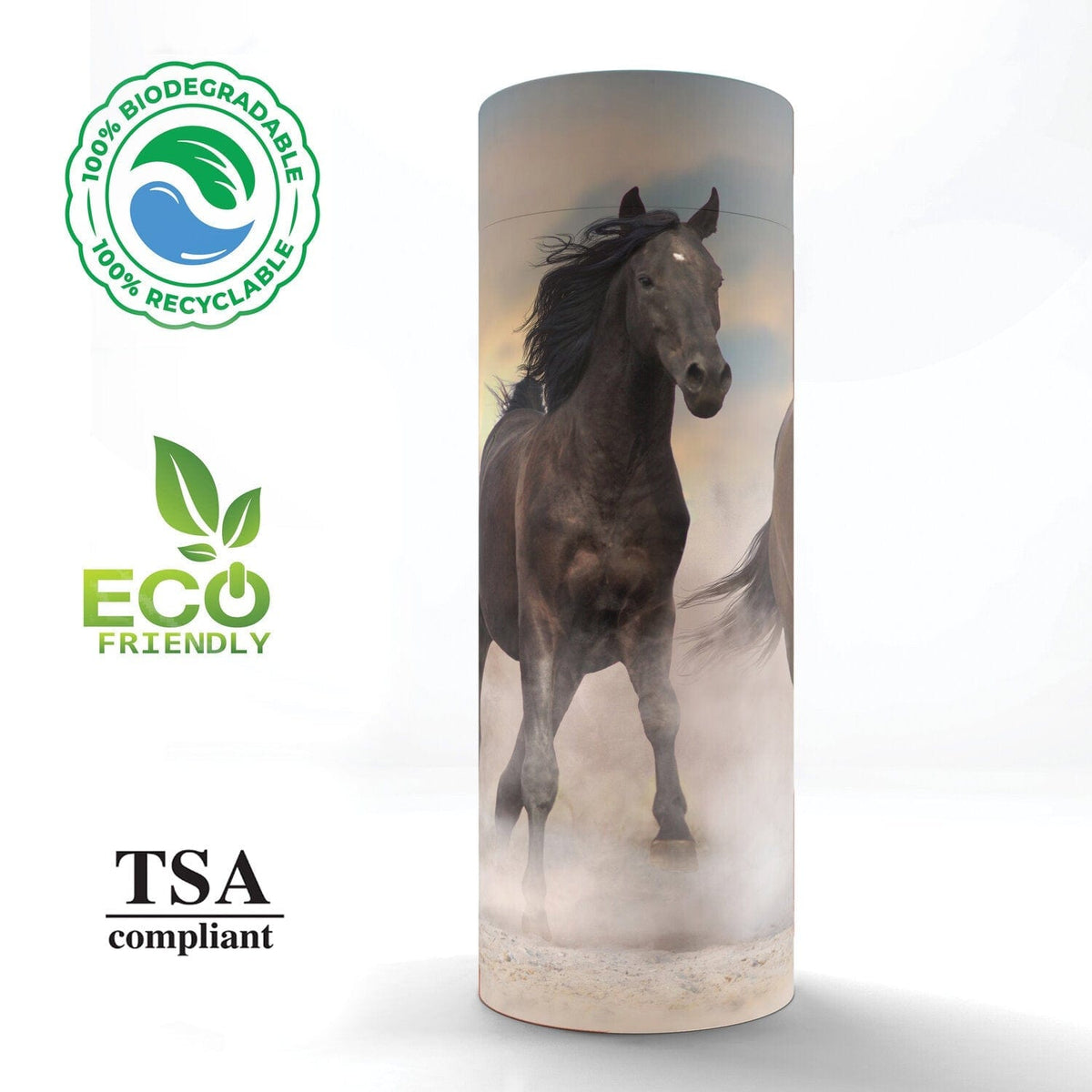 Commemorative Cremation Urns Wild Horses Biodegradable & Eco Friendly Burial or Scattering Urn / Tube