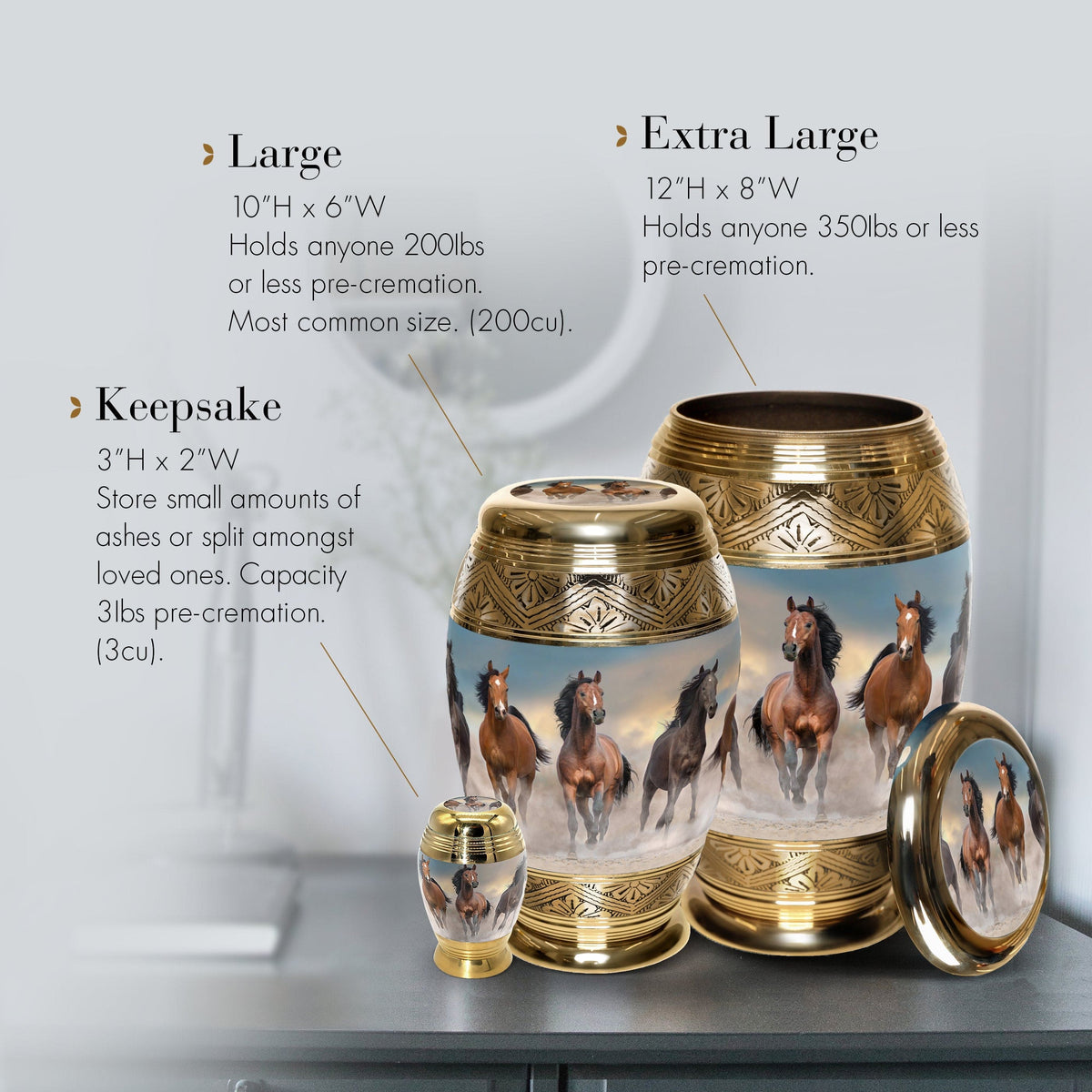 Commemorative Cremation Urns Wild Horses Cremation Urn